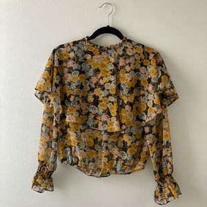 Floral high neck blouse